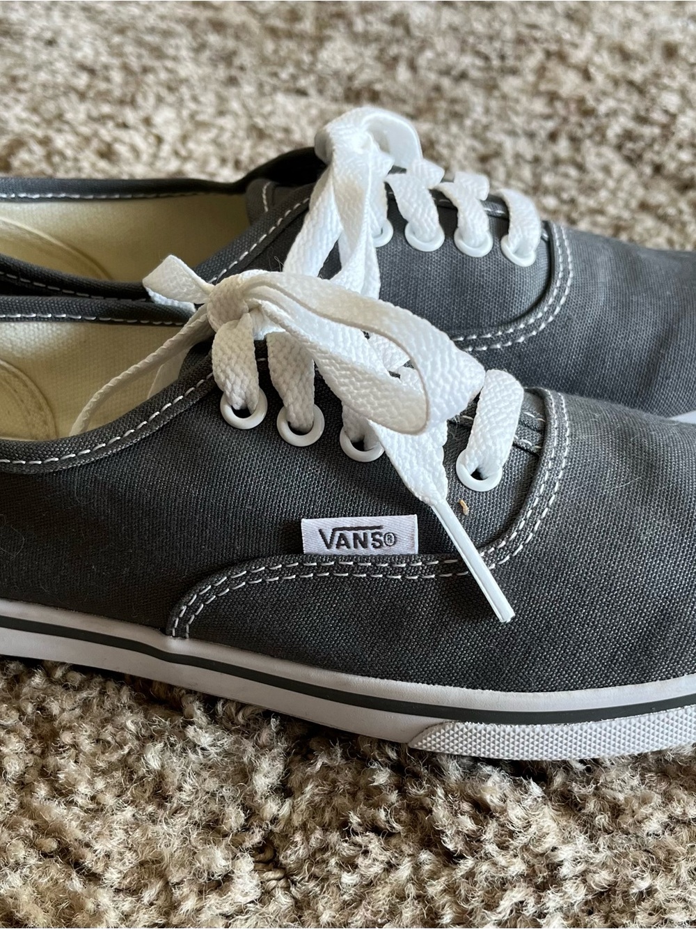 Vans Dark Gray Canvas Low-Top Sneakers with White Laces